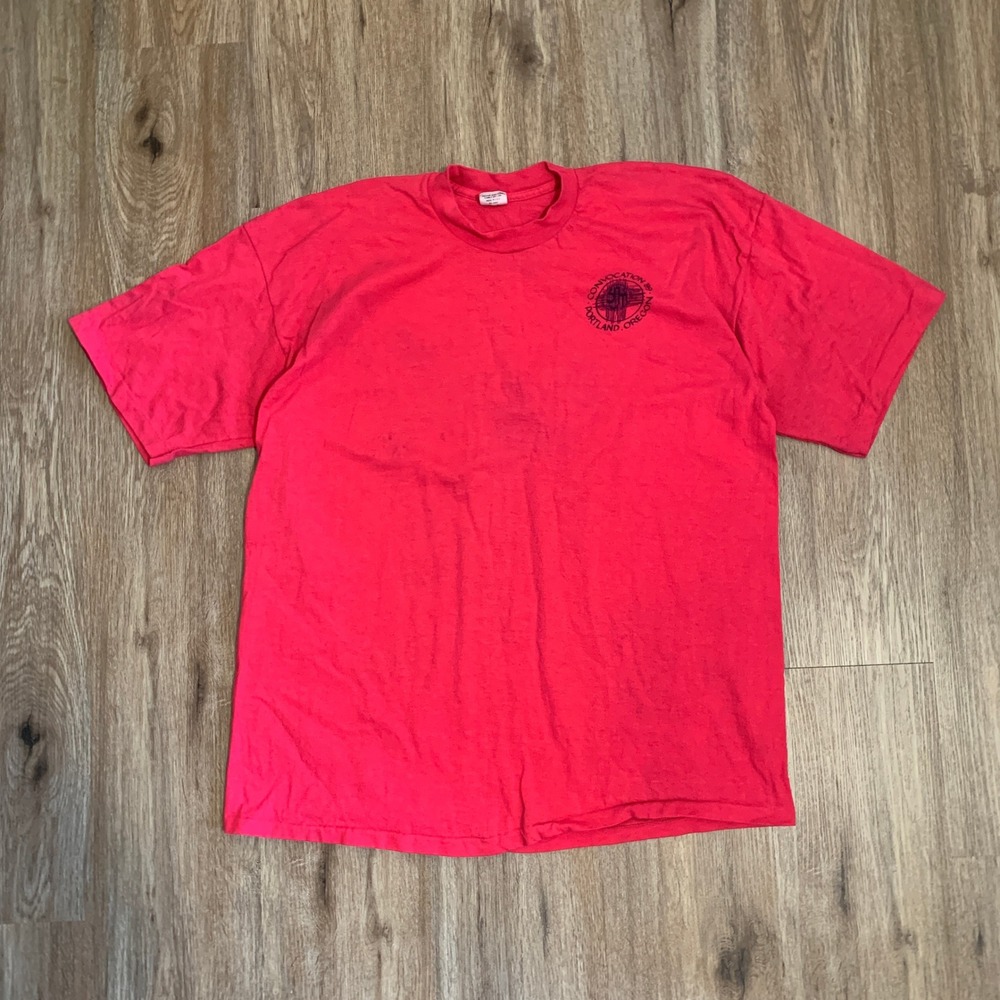 Vintage 80s "Convocation" Belton single stitch tshirt in pink - USA‎ - size XXL